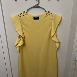 Yellow Ruffle Sleeve Dress